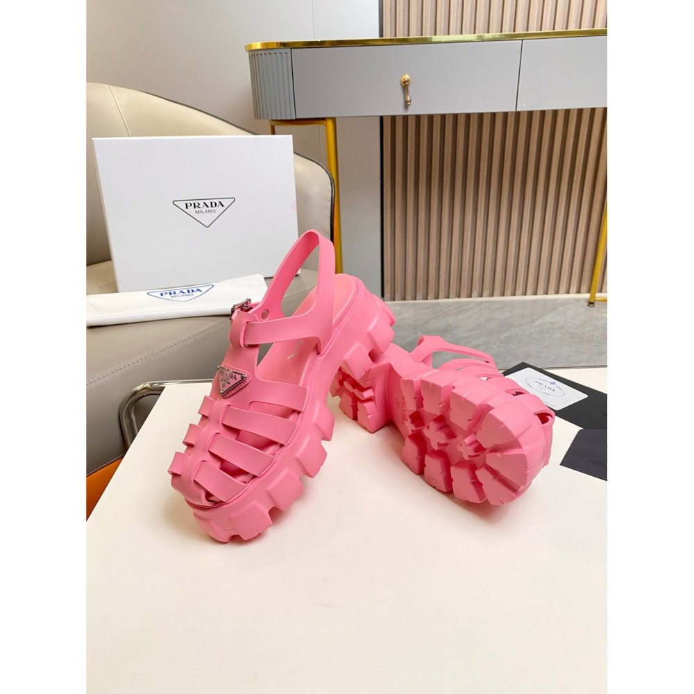 Cheap Reps Prada Foam Sandals in Pink Rubber