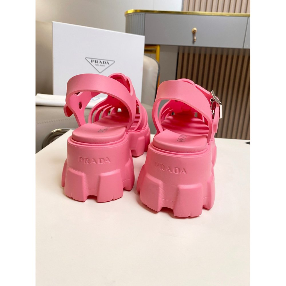 Cheap Reps Prada Foam Sandals in Pink Rubber