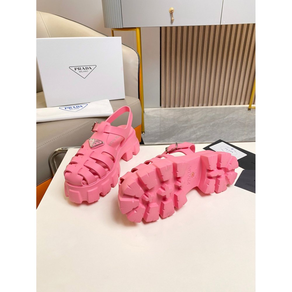 Cheap Reps Prada Foam Sandals in Pink Rubber