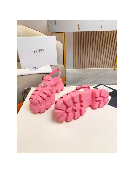 Cheap Reps Prada Foam Sandals in Pink Rubber