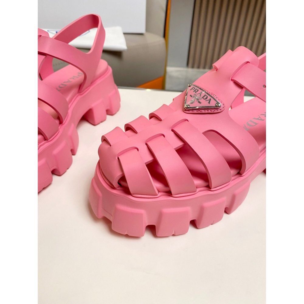 Cheap Reps Prada Foam Sandals in Pink Rubber