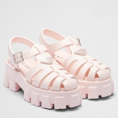 Cheap Reps Prada Foam Sandals in Light Pink Rubber