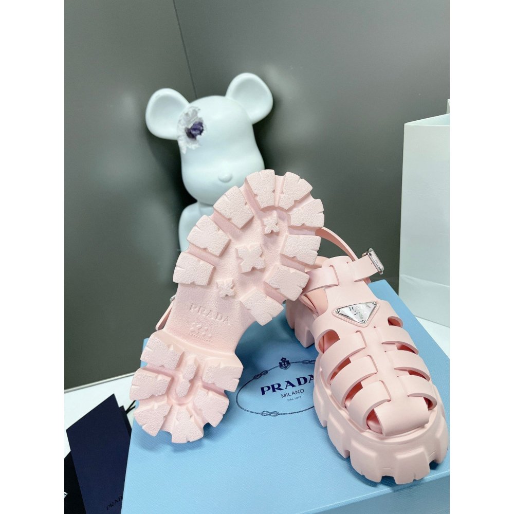 Cheap Reps Prada Foam Sandals in Light Pink Rubber