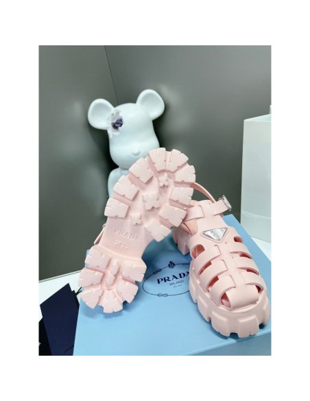 Cheap Reps Prada Foam Sandals in Light Pink Rubber
