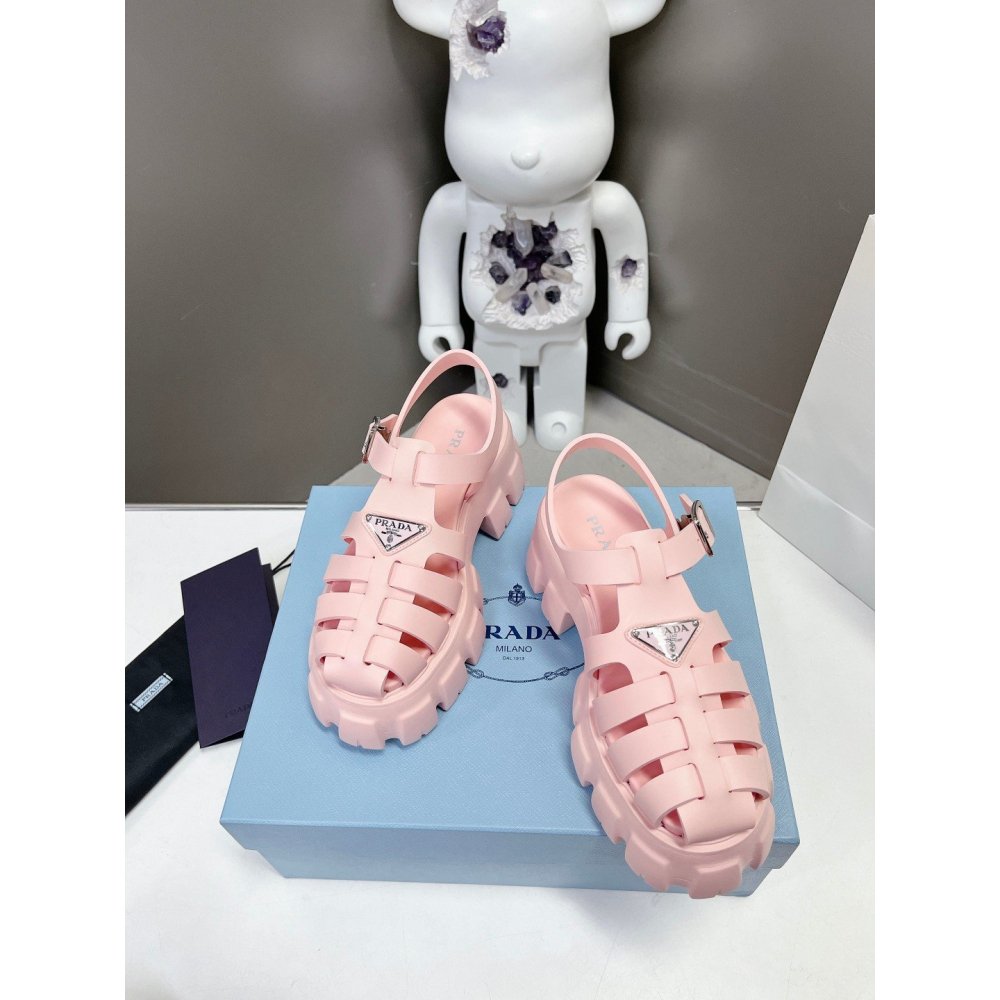 Cheap Reps Prada Foam Sandals in Light Pink Rubber