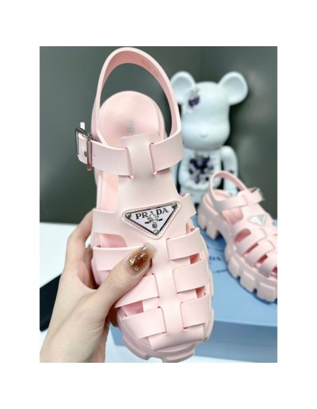 Cheap Reps Prada Foam Sandals in Light Pink Rubber