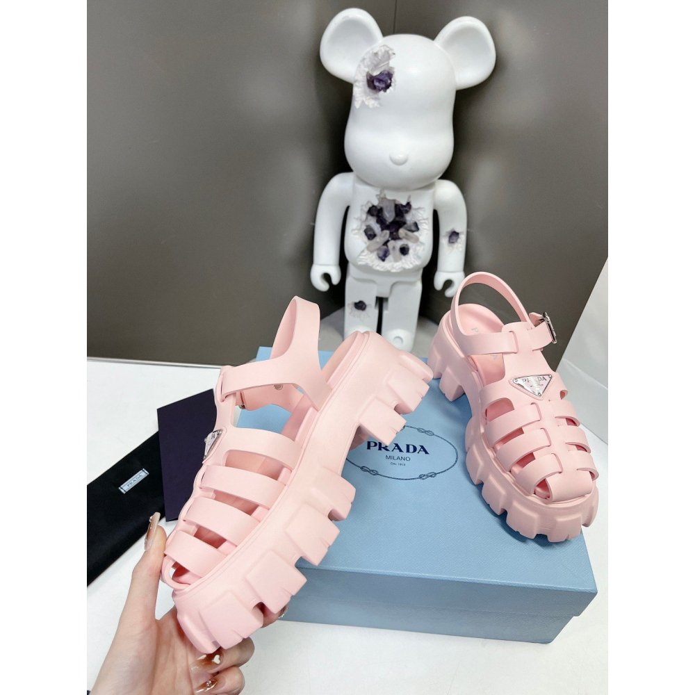 Cheap Reps Prada Foam Sandals in Light Pink Rubber