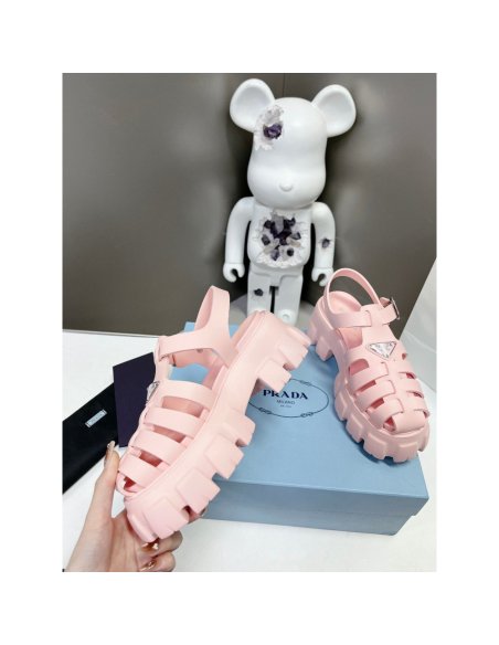 Cheap Reps Prada Foam Sandals in Light Pink Rubber