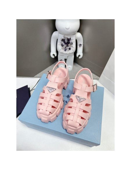 Cheap Reps Prada Foam Sandals in Light Pink Rubber