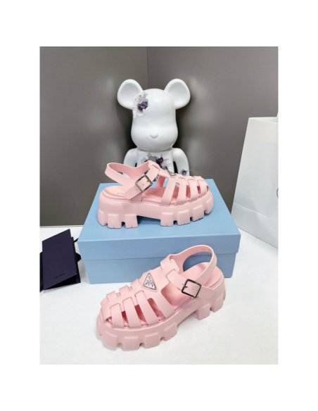 Cheap Reps Prada Foam Sandals in Light Pink Rubber