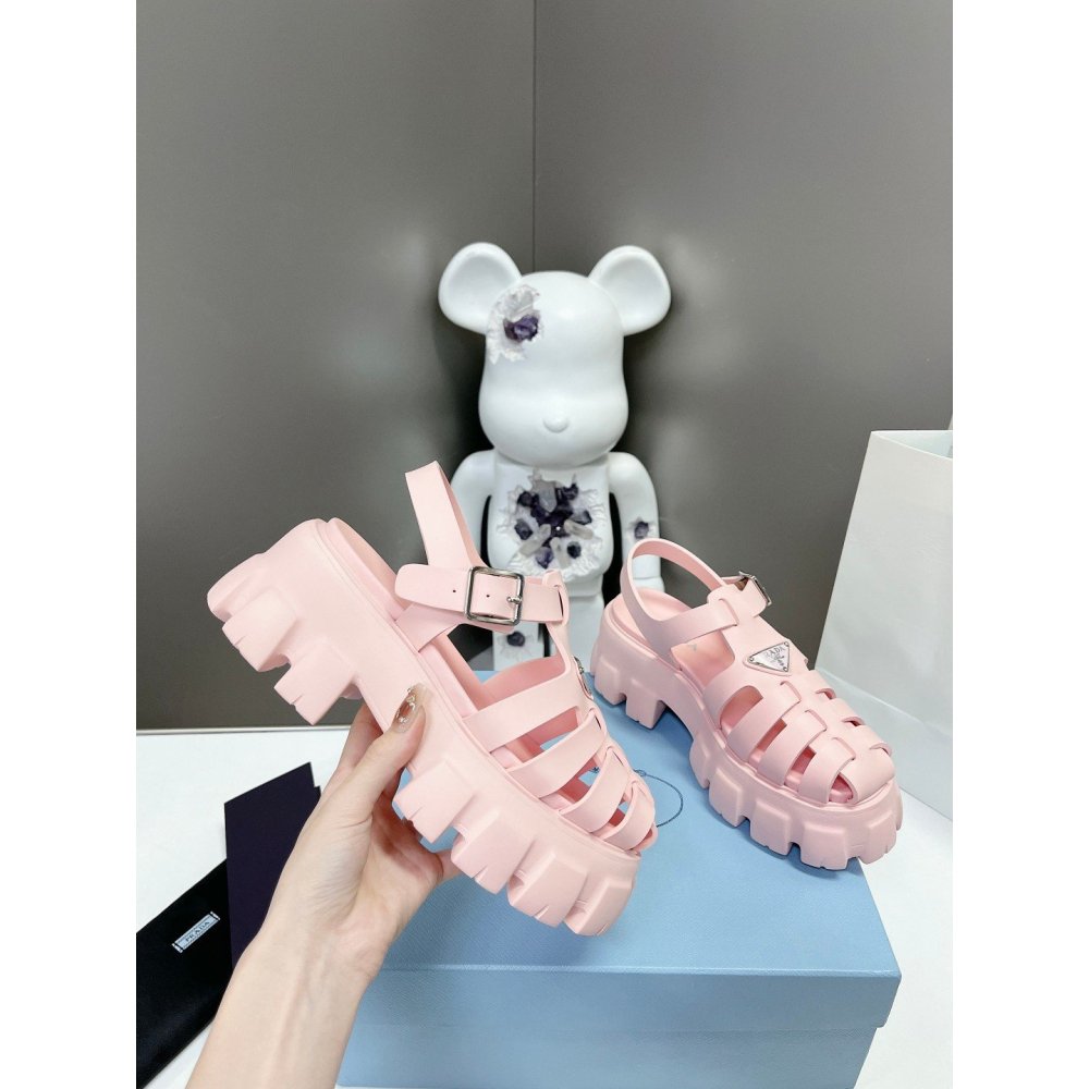 Cheap Reps Prada Foam Sandals in Light Pink Rubber