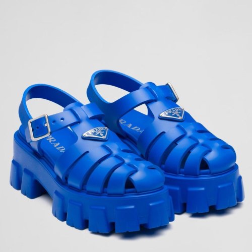 Cheap Reps Prada Foam Sandals in Blue Rubber