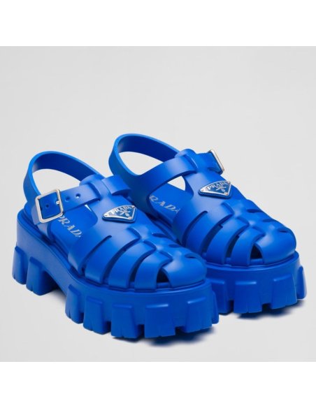 Cheap Reps Prada Foam Sandals in Blue Rubber