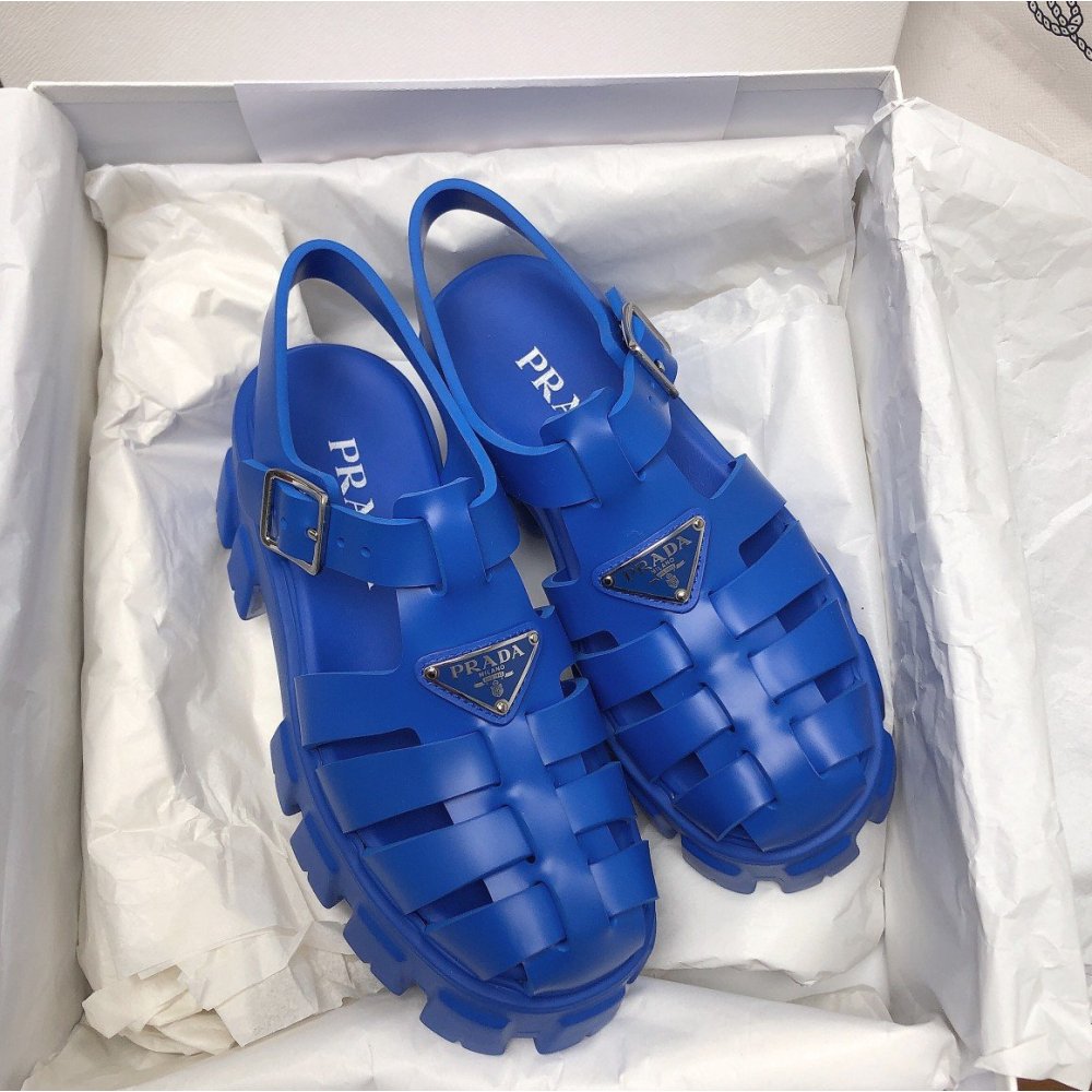 Cheap Reps Prada Foam Sandals in Blue Rubber