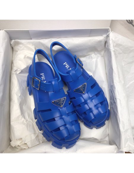 Cheap Reps Prada Foam Sandals in Blue Rubber