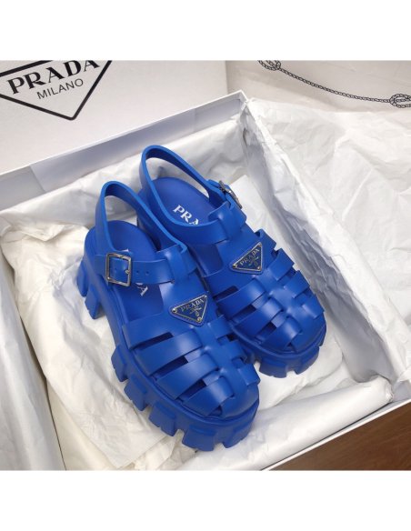 Cheap Reps Prada Foam Sandals in Blue Rubber