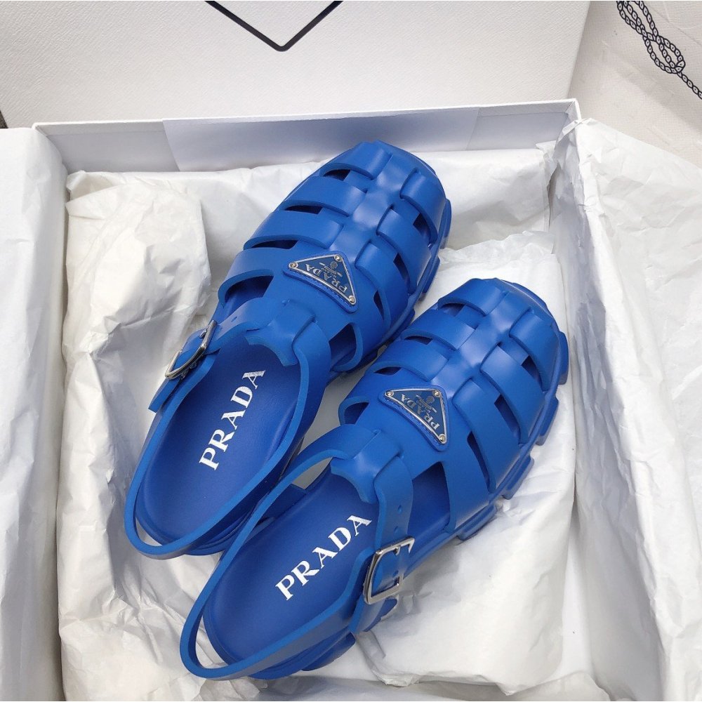 Cheap Reps Prada Foam Sandals in Blue Rubber