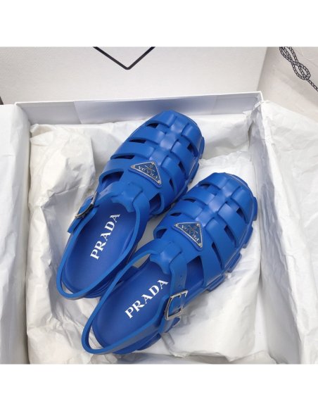 Cheap Reps Prada Foam Sandals in Blue Rubber