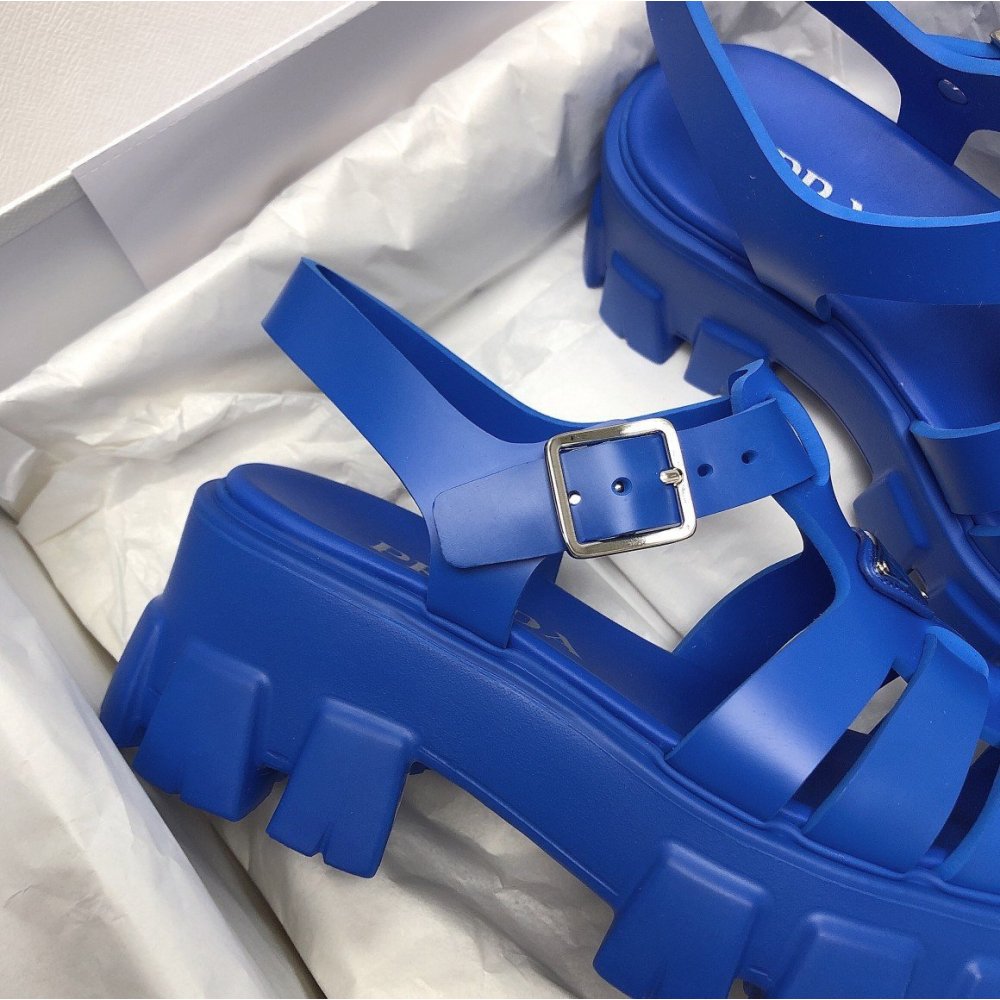 Cheap Reps Prada Foam Sandals in Blue Rubber
