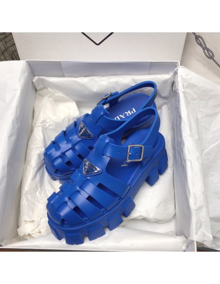 Cheap Reps Prada Foam Sandals in Blue Rubber