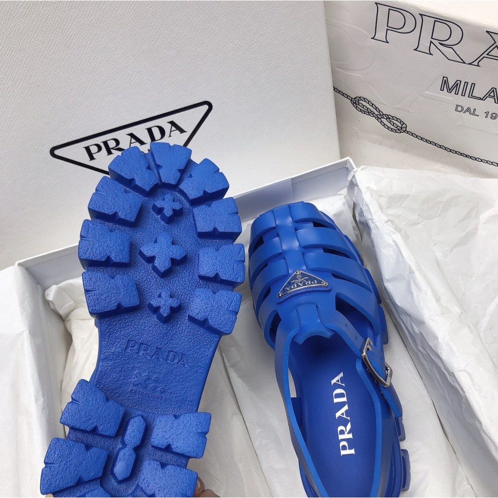 Cheap Reps Prada Foam Sandals in Blue Rubber