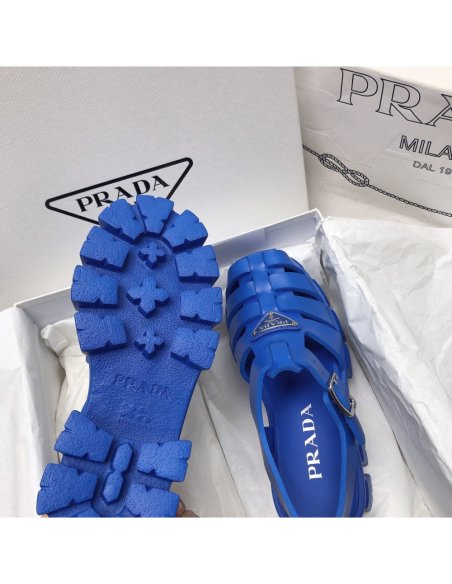 Cheap Reps Prada Foam Sandals in Blue Rubber