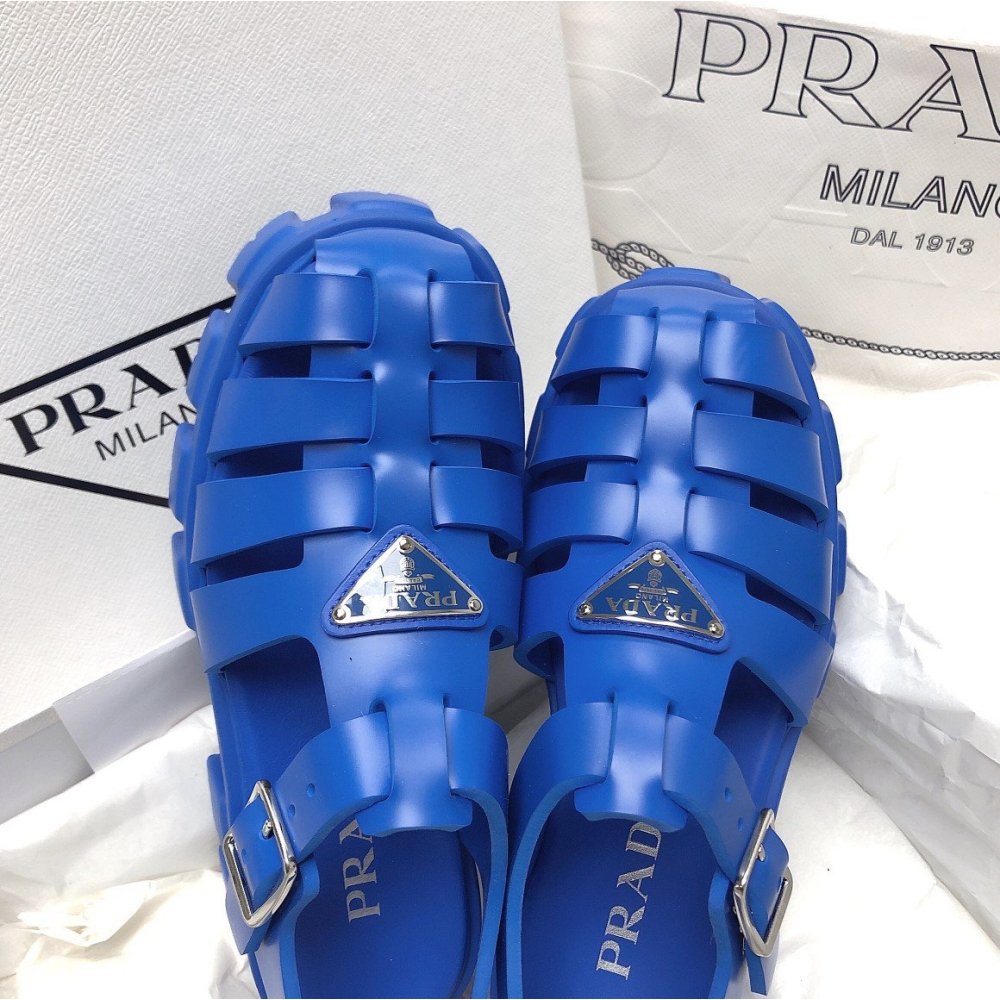 Cheap Reps Prada Foam Sandals in Blue Rubber