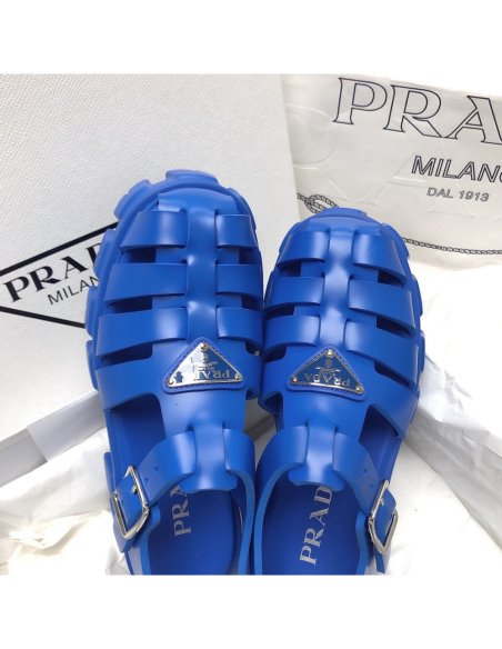 Cheap Reps Prada Foam Sandals in Blue Rubber