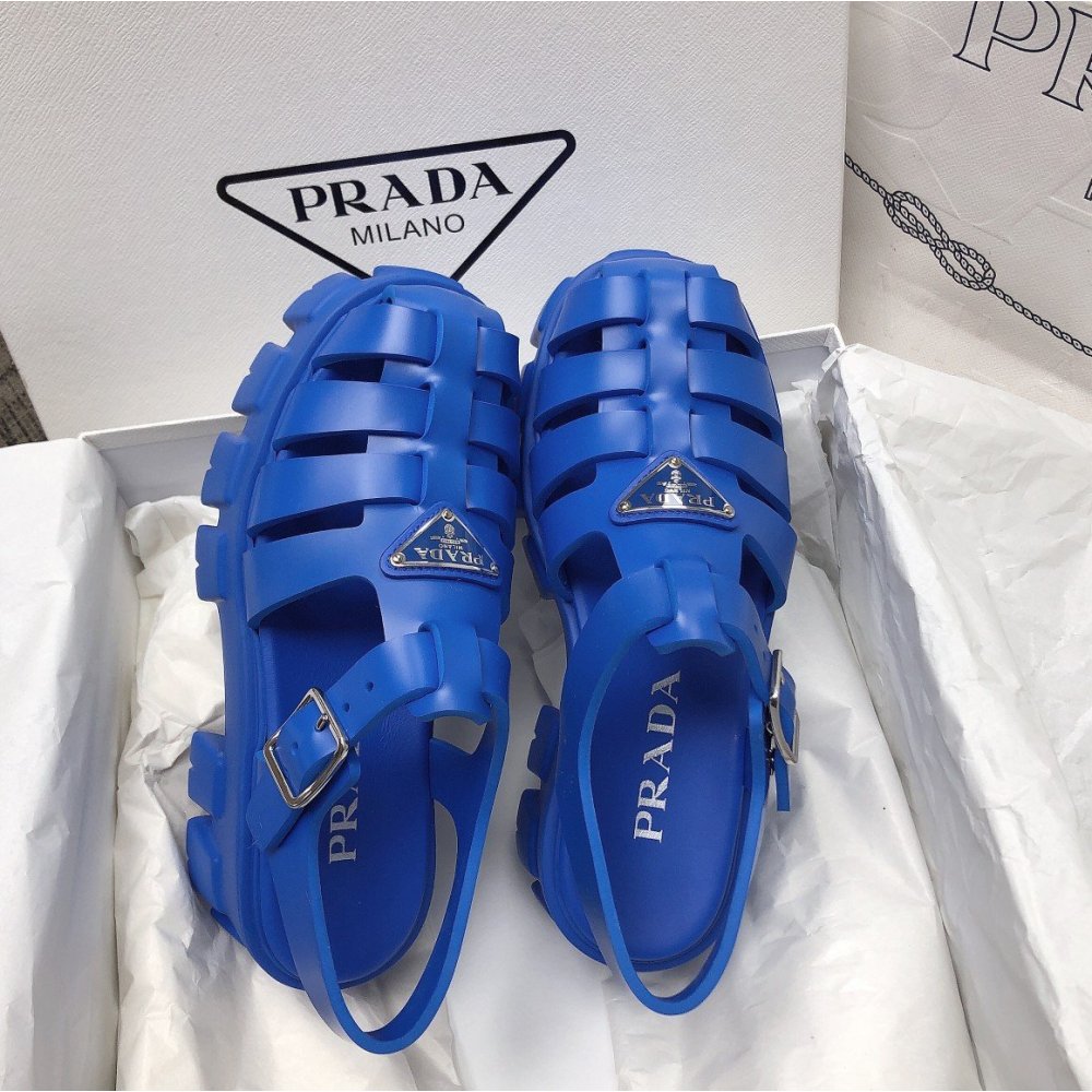 Cheap Reps Prada Foam Sandals in Blue Rubber