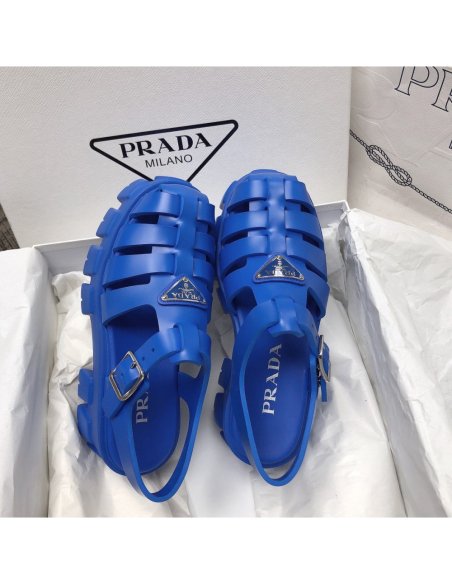 Cheap Reps Prada Foam Sandals in Blue Rubber