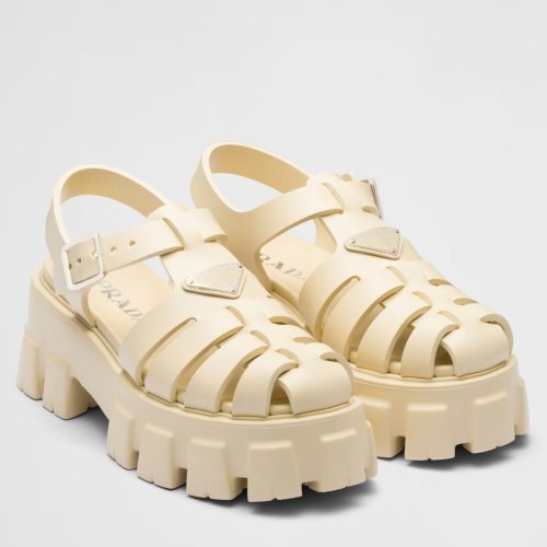 Cheap Reps Prada Foam Sandals in Quartz Rubber