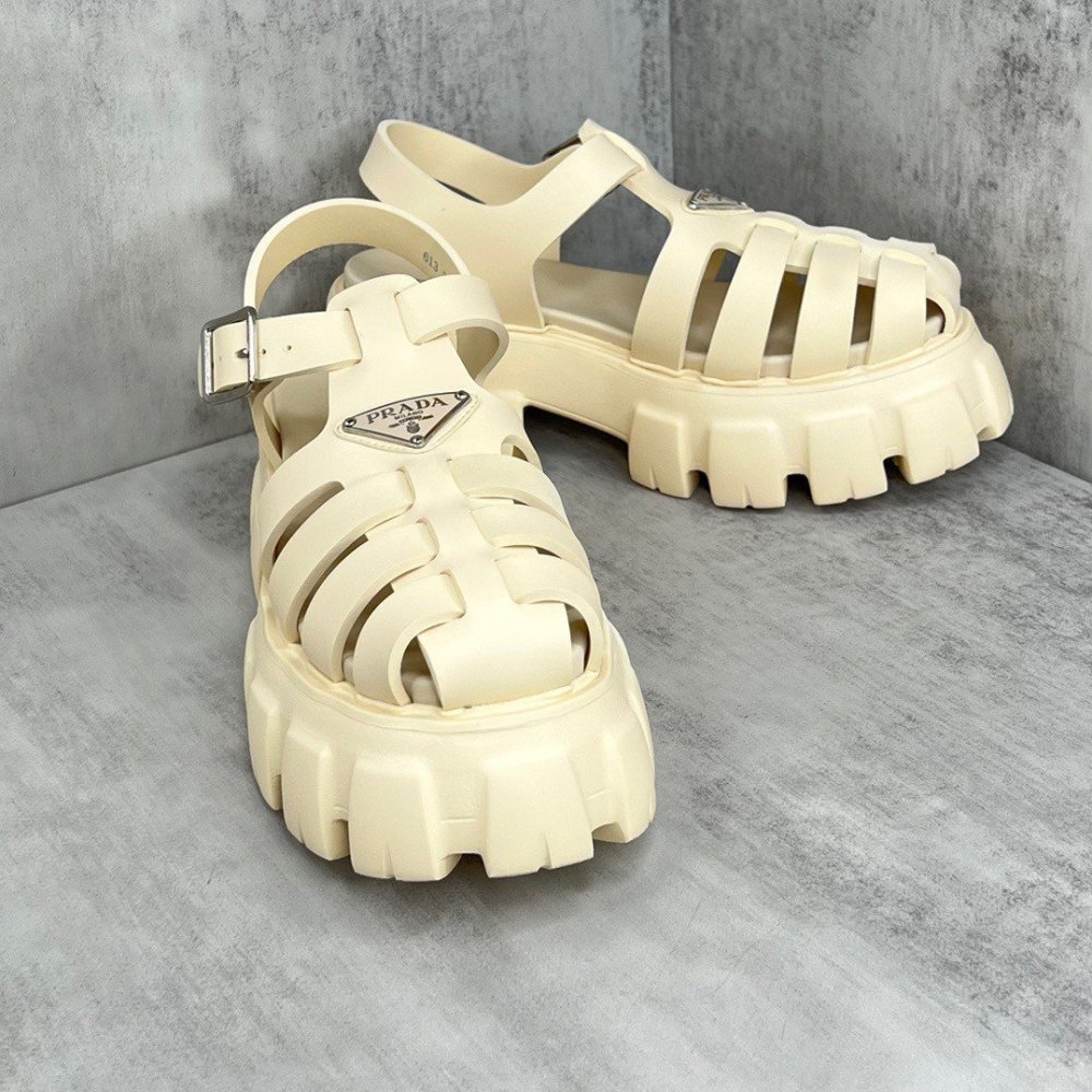 Cheap Reps Prada Foam Sandals in Quartz Rubber