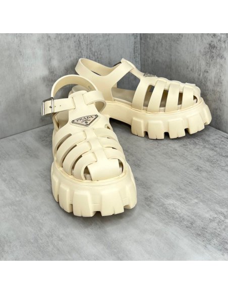 Cheap Reps Prada Foam Sandals in Quartz Rubber