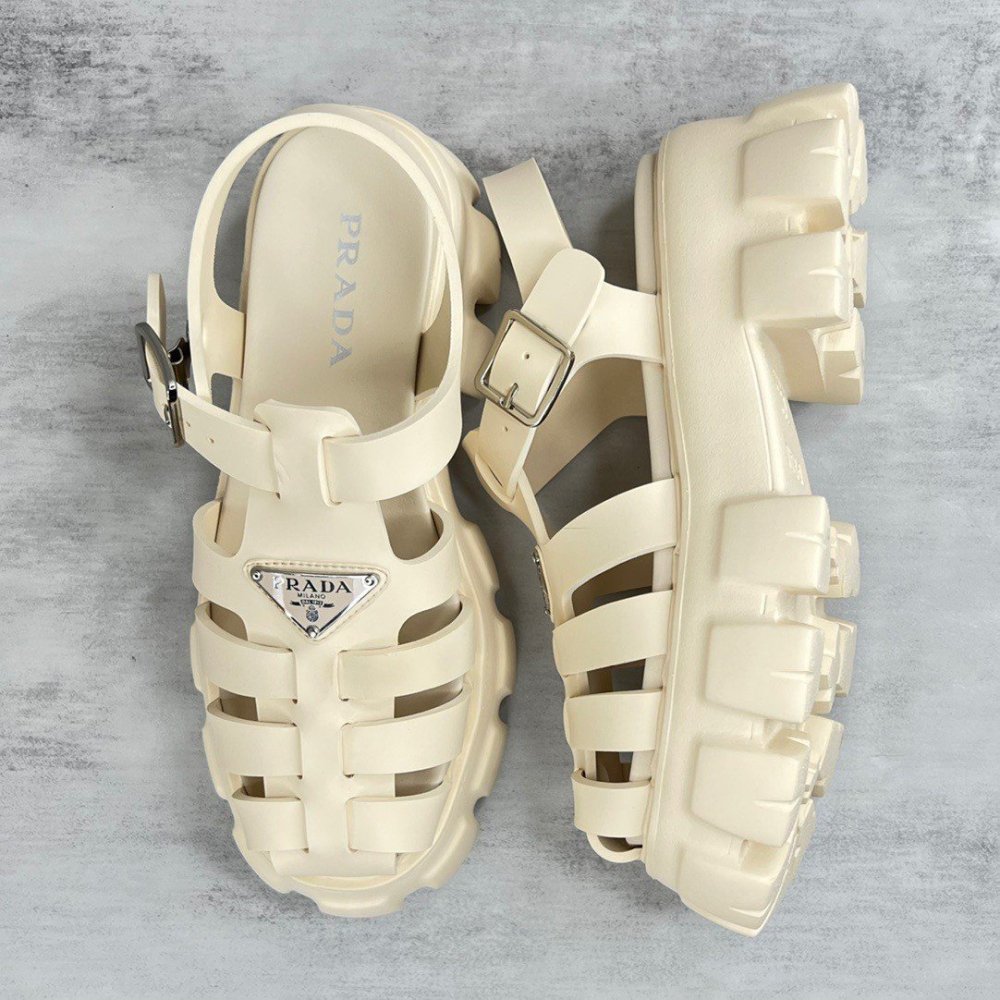 Cheap Reps Prada Foam Sandals in Quartz Rubber