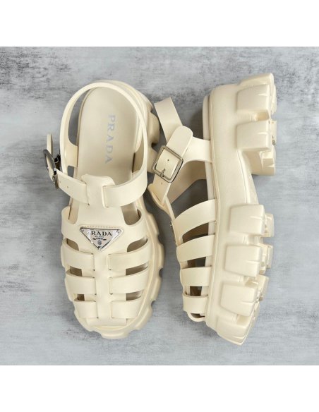 Cheap Reps Prada Foam Sandals in Quartz Rubber