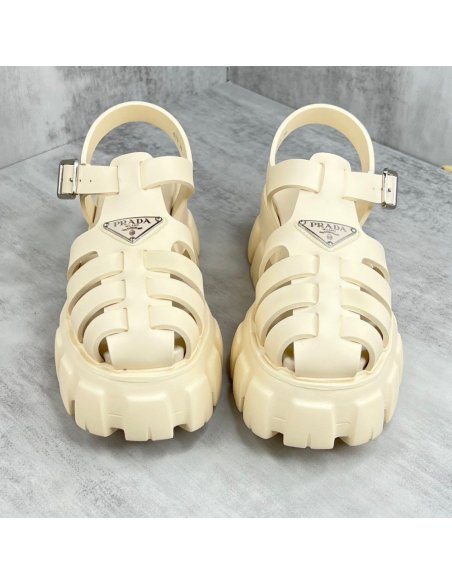 Cheap Reps Prada Foam Sandals in Quartz Rubber