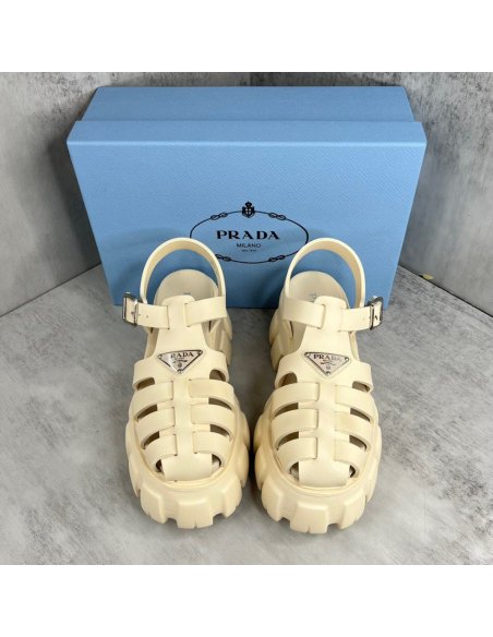 Cheap Reps Prada Foam Sandals in Quartz Rubber