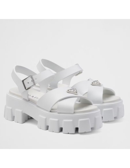 Cheap Reps Prada Monolith Sandals in White Rubber
