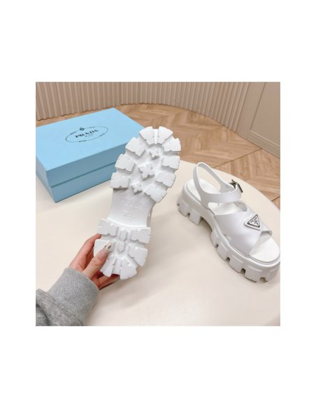 Cheap Reps Prada Monolith Sandals in White Rubber