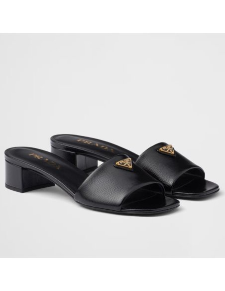 Cheap Reps Prada Heeled Sandals 35mm in Black Saff