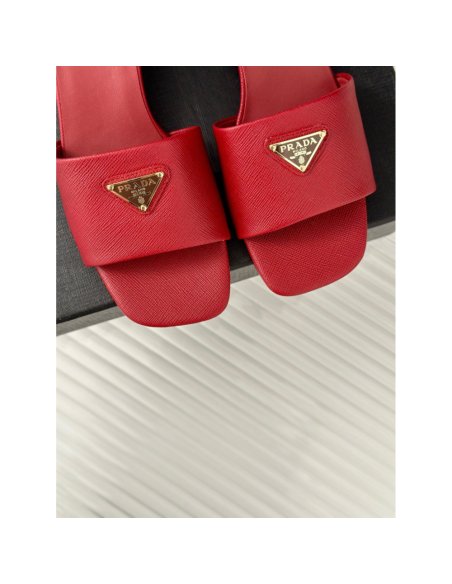 Cheap Reps Prada Heeled Sandals 35mm in Red Saffiano Leather