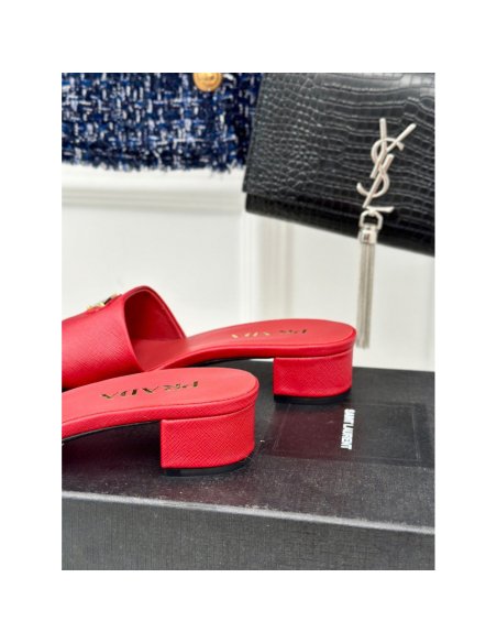 Cheap Reps Prada Heeled Sandals 35mm in Red Saffiano Leather