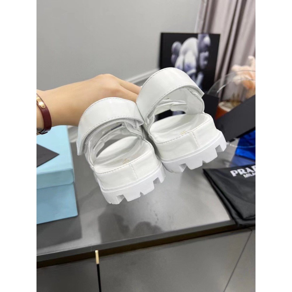 Cheap Reps Prada Padded Sandals In White Nappa Leather