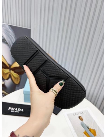 Cheap Reps Prada Double-strap Sandals In Brown Leather