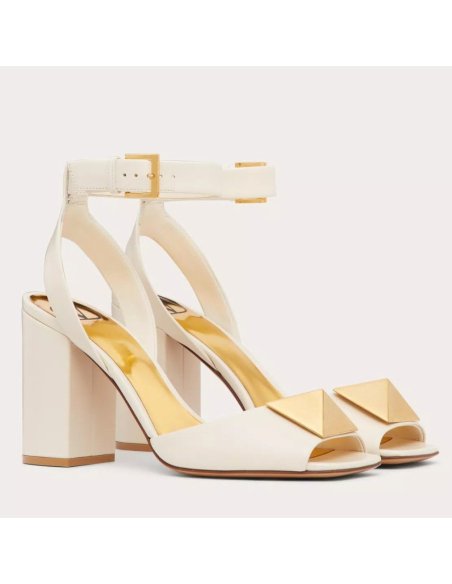 Cheap Reps Valentino One Stud Sandals 90mm In White Calfskin