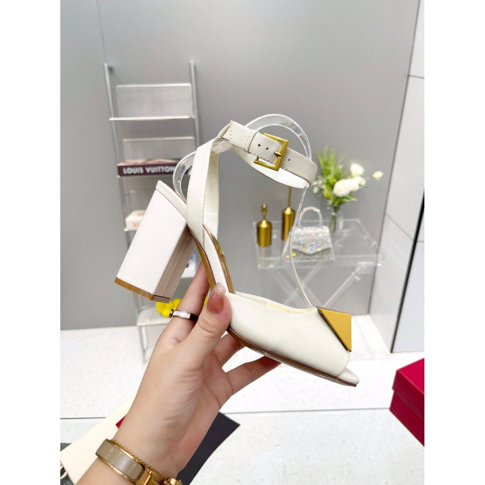 Cheap Reps Valentino One Stud Sandals 90mm In White Calfskin