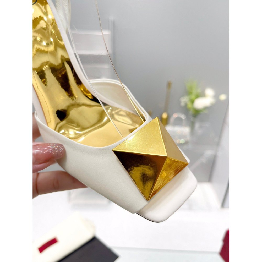 Cheap Reps Valentino One Stud Sandals 90mm In White Calfskin