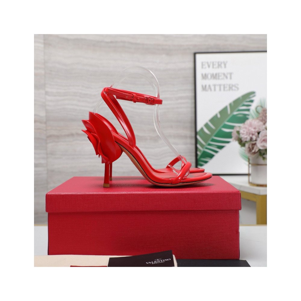 Cheap Reps Valentino Roserouche Sandals 1959 100mm in Red Calfskin