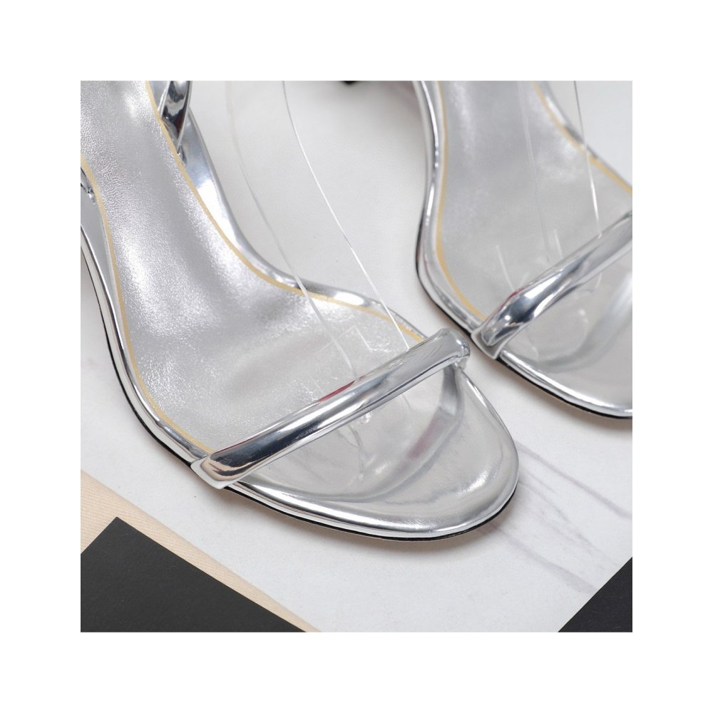 Cheap Reps Valentino Roserouche Sandals 1990 100mm in Silver Calfskin