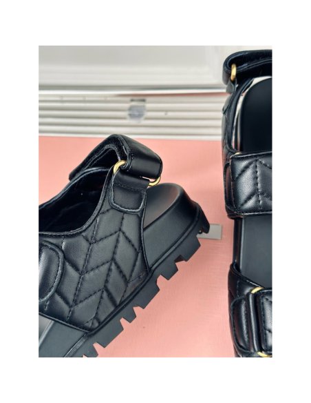 Cheap Reps Miu Miu Womens Sandals in Black Matelasse Nappa Leather